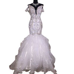 Luxury Designer Couture Wedding Evening Runway Prom Pageant Glamorous Gown Dress